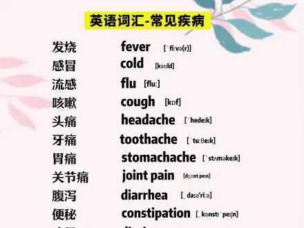 常见疾病英语单词学习